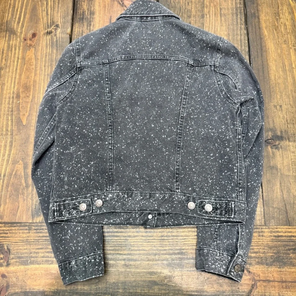 Levi Strauss Co Womens Black Speckled acid wash‎ Denim trucker Jacket Size Small